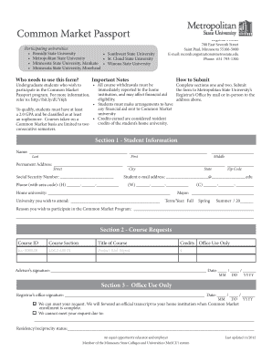 Common Market Passport Application Form
