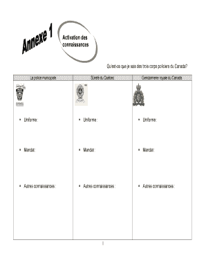 Formulaire de connaissances sur la police