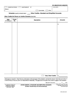 California Conservatorship Guardianship Other Credits Form