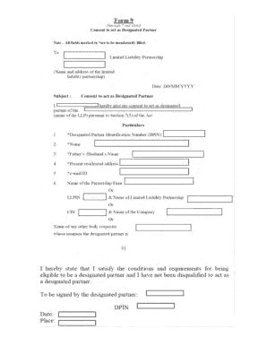 Consent to Designated Partner Form 9