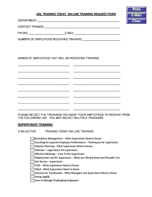 UNL Training Request Form