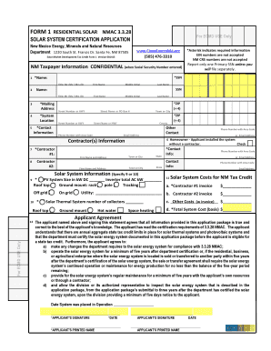 New Mexico Solar System Certification Application