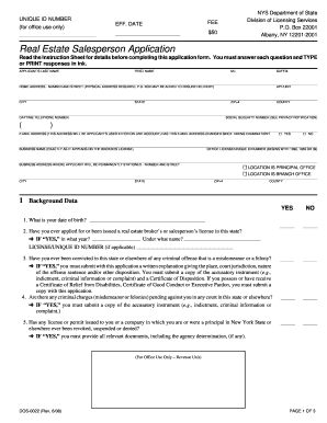 New York Real Estate Salesperson Application