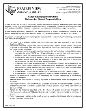 Student Employment Responsibilities Agreement