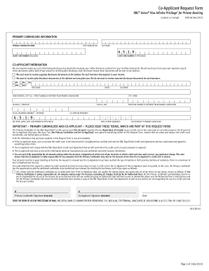 Co-Applicant Request Form for RBC Avion Visa Infinite Privilege