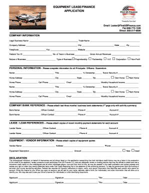 Equipment Lease/Finance Application