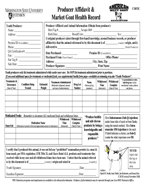 Market Goat Health Record Producer Affidavit