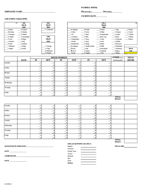 Payroll Time Sheet Template