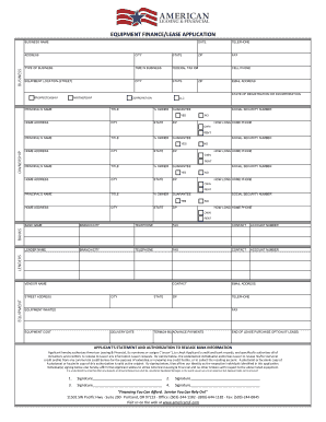 Equipment Finance Lease Application