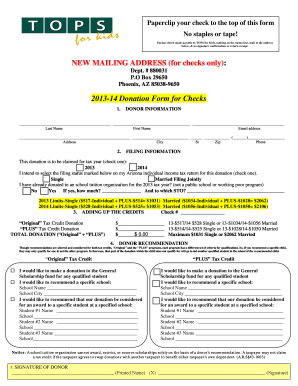 2013-14 Donation Form for Checks
