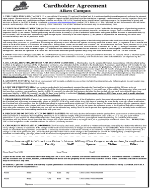 University of South Carolina ID Card Agreement