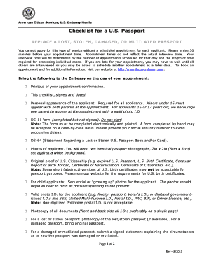 US Passport Replacement Checklist