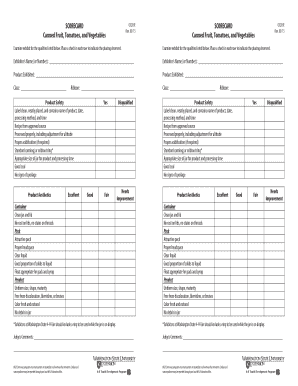 Canned Food Product Judging Scorecard