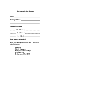 T-shirt Order Form - MSCA Union