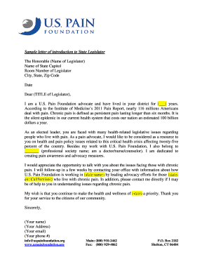 State Legislature Sample Letter - US Pain Foundation - uspainfoundation