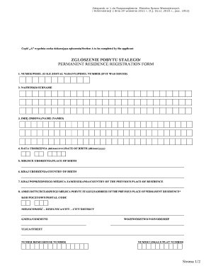 Permanent Residence Registration Form