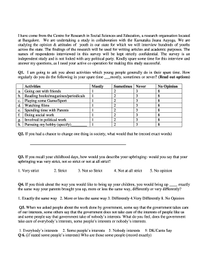 Youth Attitudes Survey Form