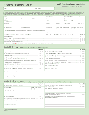 Health History Form