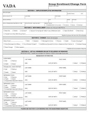 VADA Group Enrollment/Change Form