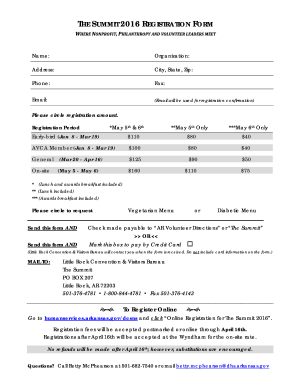 The Summit 2016 Registration Form