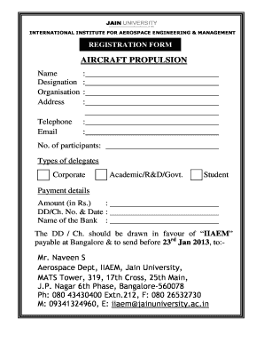 Registration Form - Aircraft Propulsion - iiaem jainuniversity ac