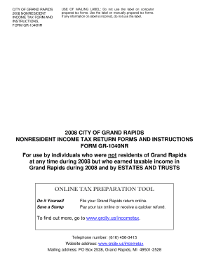 Grand Rapids Nonresident Income Tax Return