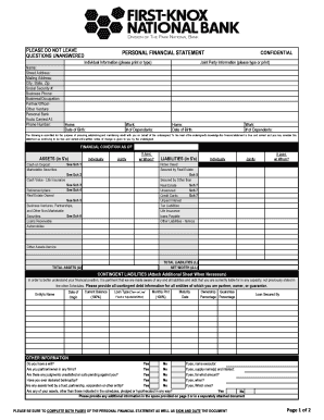 BPERSONAL FINANCIAL STATEMENTb - First-Knox National Bank