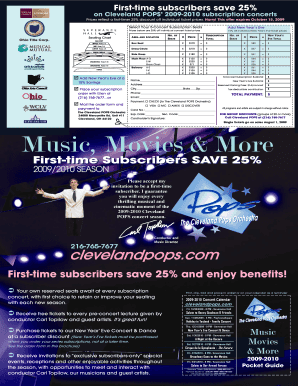 Cleveland POPS 2009-2010 Subscription Concert Order Form