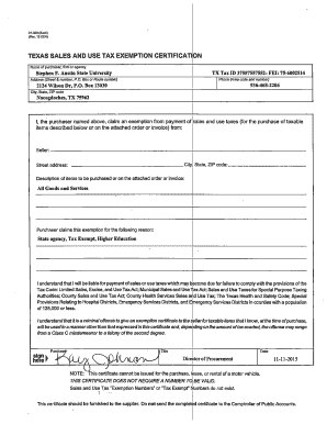 Texas Sales and Use Tax Exemption Certification