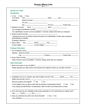 Great-West Life Waiver Employee Statement