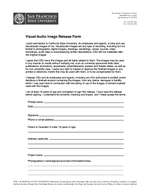 Visual Audio Image Release Form