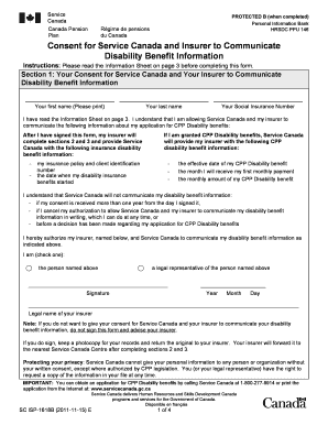 Canada CPP Disability Benefit Consent Form