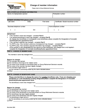 Change of Member Information Form