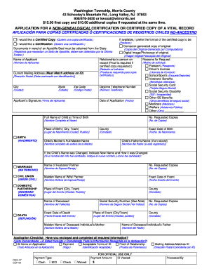 Application for Non-Genealogical Vital Record Certification