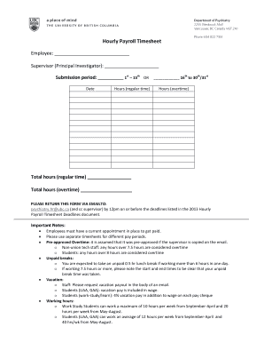 Hourly Payroll Timesheet