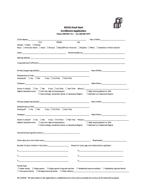 Head Start Enrollment Application