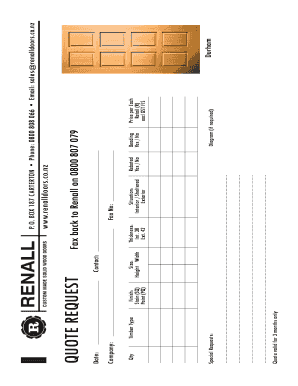 Renall Doors Quote Request Form
