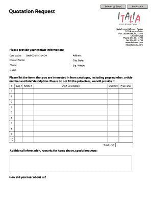 Quotation Request Form