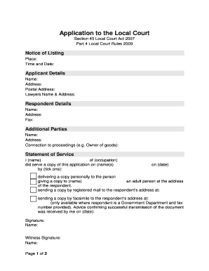 Application to the Local Court