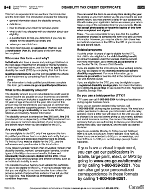 Disability Tax Credit Certificate 6729