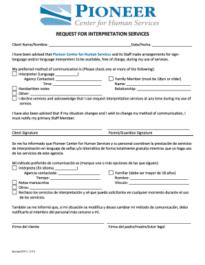 Request for Interpretation Services