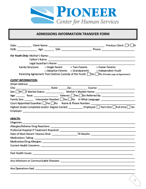 Admissions Information Transfer Form