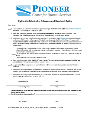 Pioneer Center Rights and Confidentiality Policy