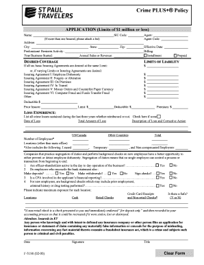 Crime Insurance Application Form