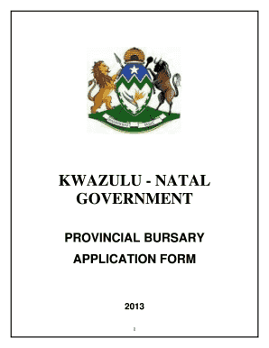 KwaZulu-Natal Provincial Bursary Application Form