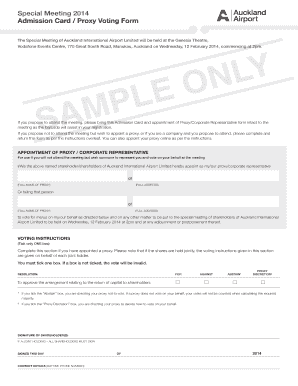 Auckland Airport Proxy Voting Form