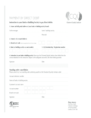 Chartered Quality Institute Direct Debit Instruction