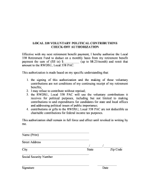 Local 338 Voluntary Political Contribution Authorization