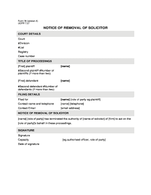 Notice of Removal of Solicitor