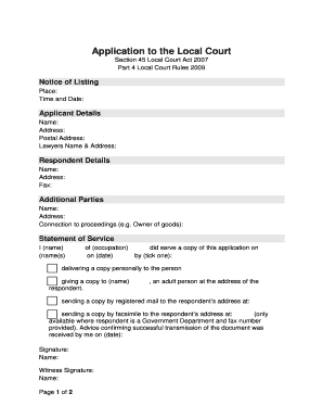 Application to the Local Court